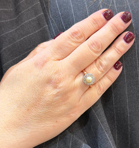 Bague 58 Bague ancienne en or rose, perle et diamants 58 Facettes