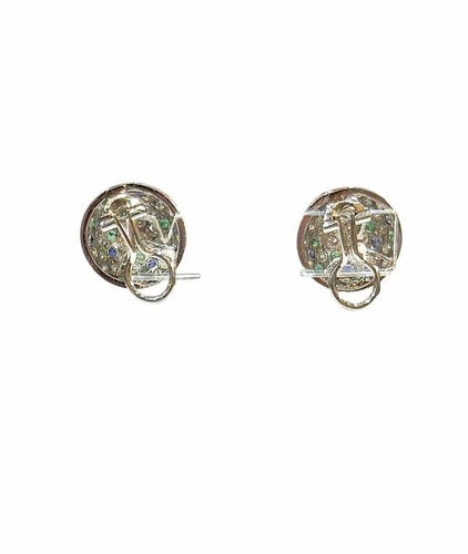 Boucles d'oreilles Boucles d’oreilles clip vintage en platine avec diamants, saphirs et émeraudes 58 Facettes
