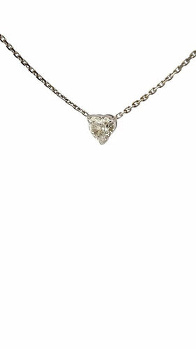 Collier Collier ras-de-cou en or blanc 18 carats avec diamant cœur 0,74 ct 58 Facettes