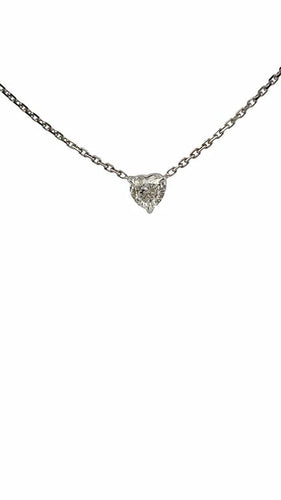 Collier Collier ras-de-cou en or blanc 18 carats avec diamant cœur 0,74 ct 58 Facettes