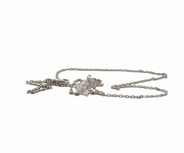 Collier Collier ras-de-cou en or blanc 18 carats avec diamant cœur 0,74 ct 58 Facettes
