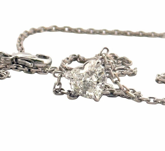 Collier Collier ras-de-cou en or blanc 18 carats avec diamant cœur 0,74 ct 58 Facettes