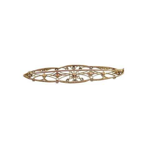 Broche Broche ancienne en or 18 carats et platine, perles et diamants 58 Facettes