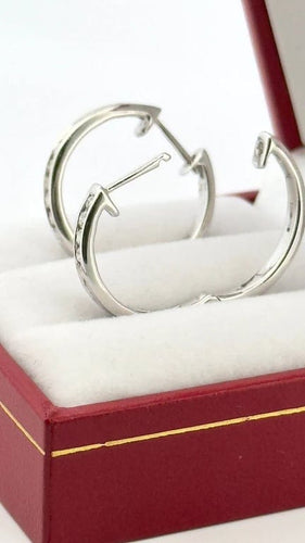Boucles d'oreilles Créoles en or blanc 18 carats serties de diamants 58 Facettes