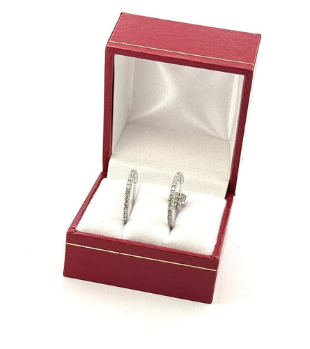 Boucles d'oreilles Créoles en or blanc 18 carats et diamants 58 Facettes