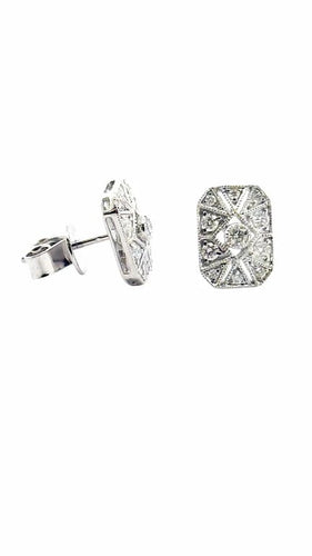 Boucles d'oreilles Art déco - Boucles d’oreilles puces en or blanc 18 carats et diamants 58 Facettes