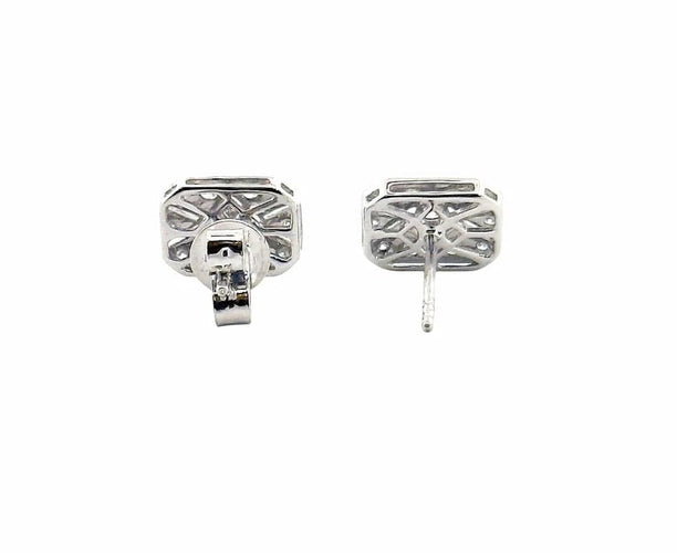 Boucles d'oreilles Art déco - Boucles d’oreilles puces en or blanc 18 carats et diamants 58 Facettes