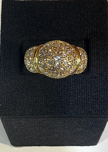 Bague 56 Bague boule vintage en or jaune 18 carats et diamants 58 Facettes