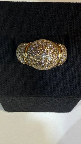 Bague 56 Bague boule vintage en or jaune 18 carats et diamants 58 Facettes