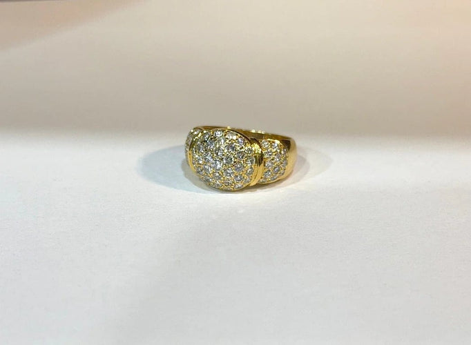 Bague 56 Bague boule vintage en or jaune 18 carats et diamants 58 Facettes