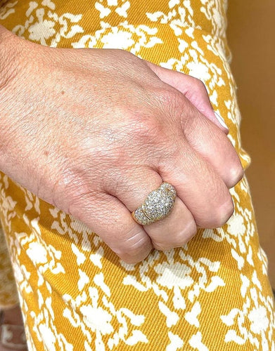 Bague 56 Bague boule vintage en or jaune 18 carats et diamants 58 Facettes