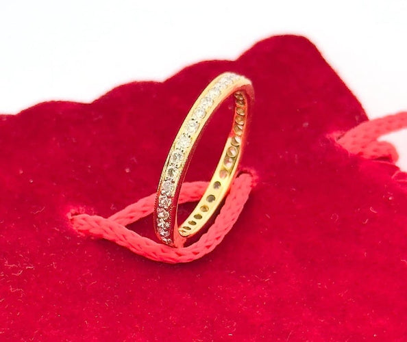 Bague 53 Alliance tour complet pavée de diamants en or 18 carats 58 Facettes