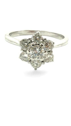 Bague 56 Bague marguerite en or blanc 18 carats et diamants 58 Facettes