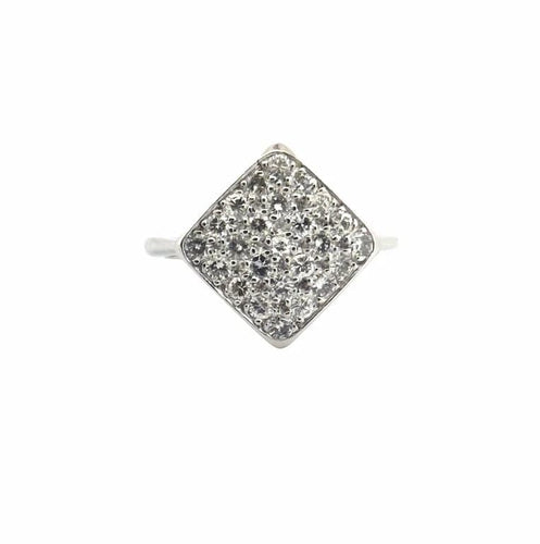 Bague 54 Bague vintage en or blanc 18 carats, platine et diamants 58 Facettes