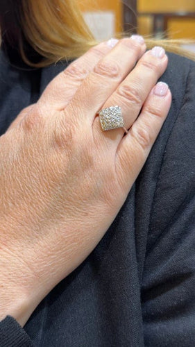 Bague 54 Bague vintage en or blanc 18 carats, platine et diamants 58 Facettes