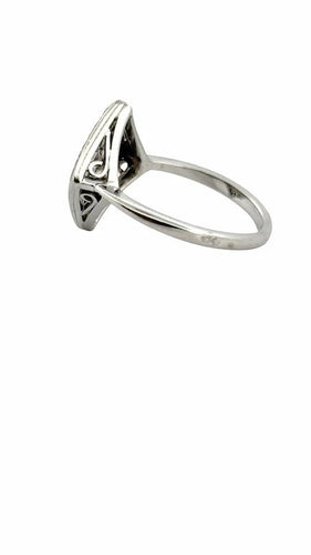 Bague 54 Bague vintage en or blanc 18 carats, platine et diamants 58 Facettes