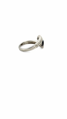 Bague 53 Bague croisée saphir et diamants en or blanc 18 carats 58 Facettes