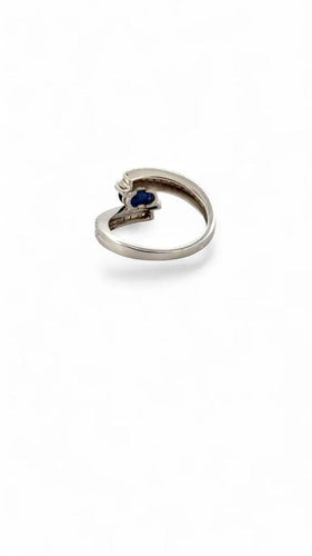 Bague 53 Bague croisée saphir et diamants en or blanc 18 carats 58 Facettes