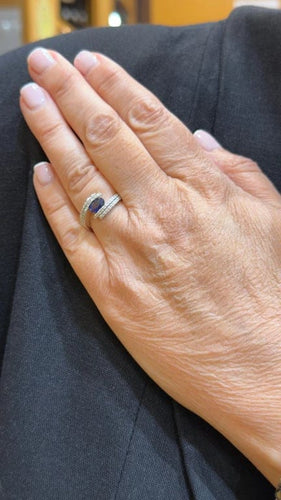Bague 53 Bague croisée saphir et diamants en or blanc 18 carats 58 Facettes
