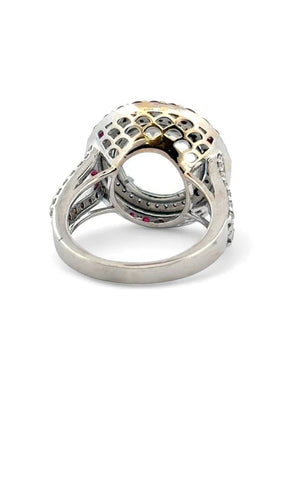 Bague 55 Bague en or blanc, aigue-marine, diamants et rubis 58 Facettes