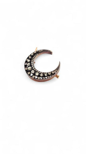 Broche Broche Napoléon III croissant de lune en or 18 carats, argent et diamants 58 Facettes