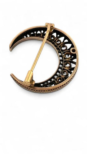 Broche Broche Napoléon III croissant de lune en or 18 carats, argent et diamants 58 Facettes