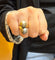 Bague 53 Bague Toi et Moi en or jaune 18 carats avec perles de Tahiti 58 Facettes