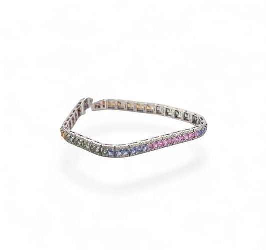 Bracelet Bracelet Rainbows en platine 900, saphirs et diamants 58 Facettes