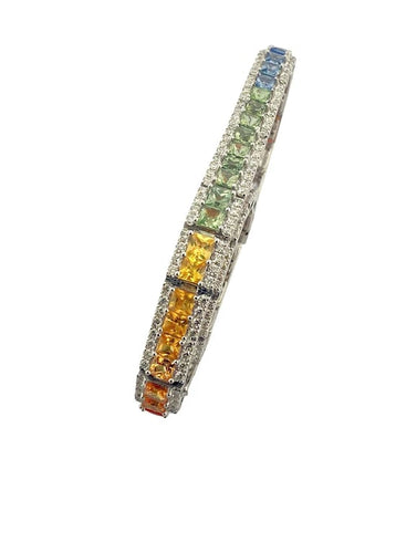Bracelet Bracelet Rainbows en platine 900, saphirs et diamants 58 Facettes