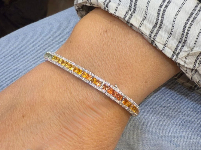 Bracelet Bracelet Rainbows en platine 900, saphirs et diamants 58 Facettes