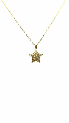 Collier Chaîne et pendentif étoile en or jaune 18 carats et diamants 58 Facettes