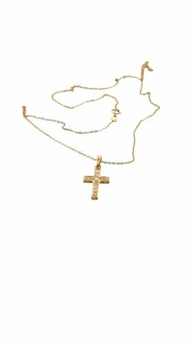 Collier Chaîne et pendentif croix en or jaune 18 carats et diamants 58 Facettes