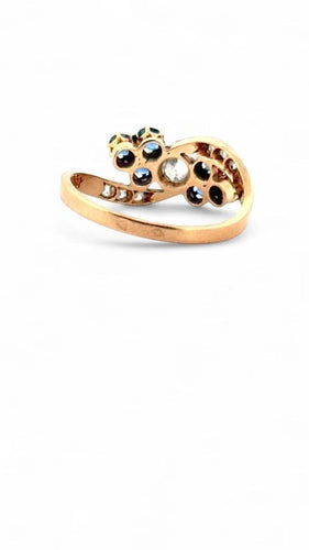 Bague 51 Bague ancienne en or jaune et platine, saphirs et diamants 58 Facettes
