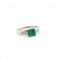 Bague 53 Solitaire - Bague en or blanc 18 carats, émeraude et diamants 58 Facettes