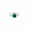 Bague 53 Solitaire - Bague en or blanc 18 carats, émeraude et diamants 58 Facettes