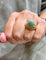 Bague 55 Bague ancienne en or jaune 18 carats sertie de turquoises 58 Facettes