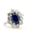 Bague 55 Bague fleur en or blanc, saphir de Ceylan non chauffé et diamants 58 Facettes