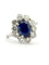 Bague 55 Bague fleur en or blanc 18 carats avec saphir de Ceylan et diamants 58 Facettes
