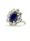 Bague 55 Bague fleur en or blanc, saphir de Ceylan non chauffé et diamants 58 Facettes