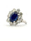 Bague 55 Bague fleur en or blanc 18 carats avec saphir de Ceylan et diamants 58 Facettes