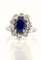 Bague 55 Bague fleur en or blanc, saphir de Ceylan non chauffé et diamants 58 Facettes