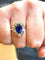 Bague 55 Bague fleur en or blanc, saphir de Ceylan non chauffé et diamants 58 Facettes