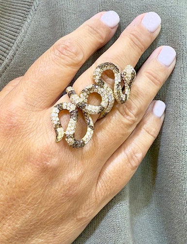 Bague 55 Bague serpent en or jaune 18 carats et diamants 58 Facettes