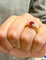 Bague 55 Bague solitaire en or jaune 18 carats avec rubis et diamants 58 Facettes