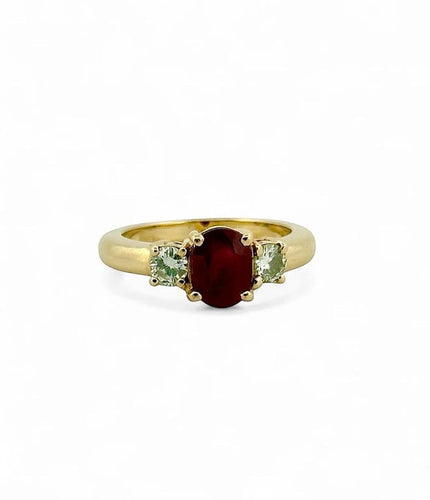 Bague 55 Bague solitaire en or jaune 18 carats avec rubis et diamants 58 Facettes