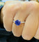Bague 56 Solitaire - Bague en or blanc 18 carats saphir de Ceylan et diamants 58 Facettes