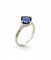 Bague 56 Solitaire - Bague en or blanc 18 carats saphir de Ceylan et diamants 58 Facettes