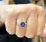 Bague 56 Solitaire - Bague en or blanc 18 carats saphir de Ceylan et diamants 58 Facettes