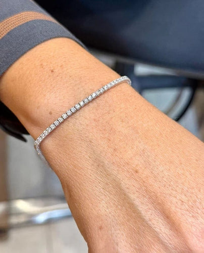 Bracelet Bracelet rivière de diamants - Bracelet tennis en or blanc 18 carats 58 Facettes