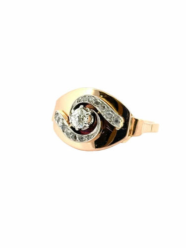 Bague 59 Bague ancienne en or rose 18 carats et diamants 58 Facettes